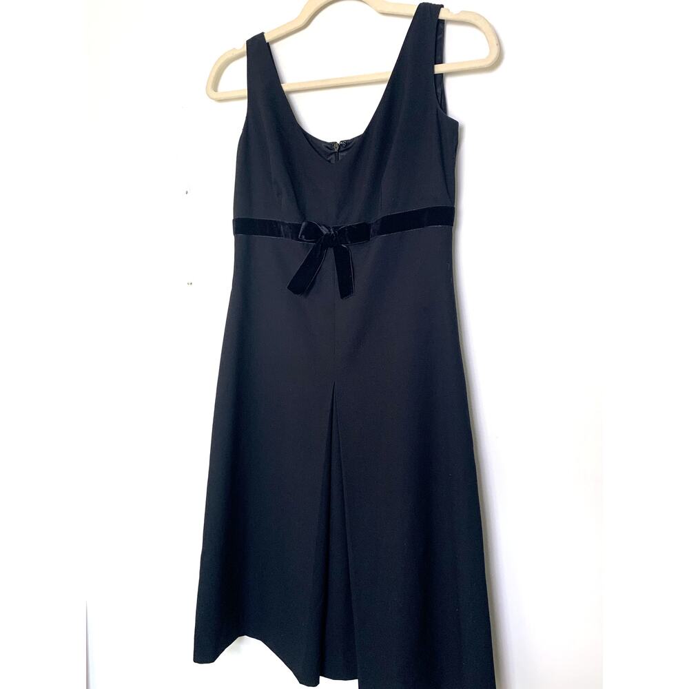 Banana Republic Black Velvet Bow Midi Dress Size 0 Romantic Y2K Whimsigoth Party
